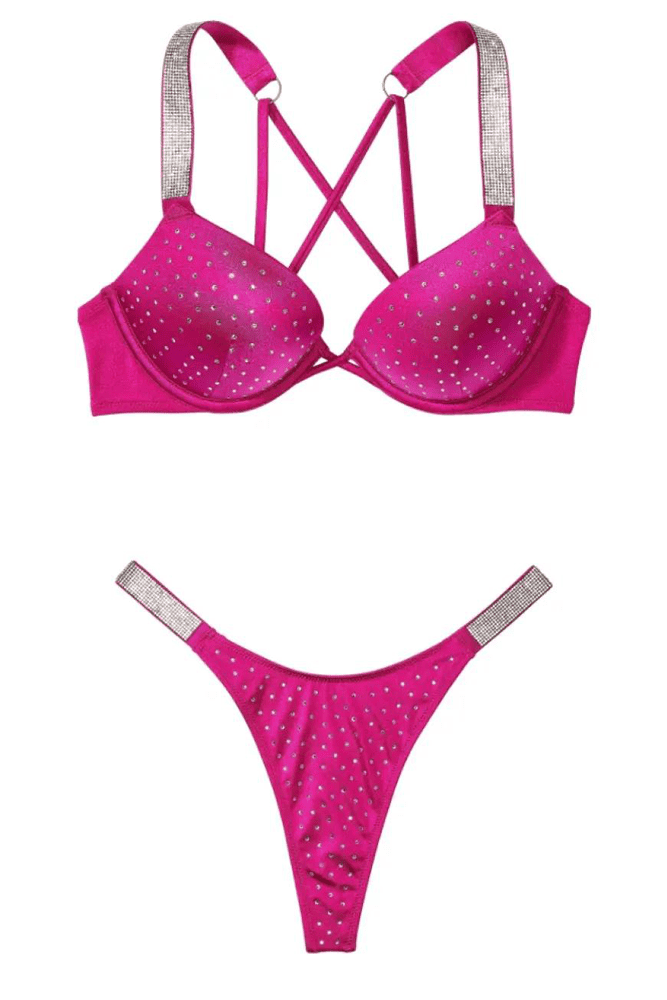 КУПАЛЬНИК ЗІ СТРАЗАМИ ПОДВІЙНИЙ ПУШ-АП FUCHSIA EMBL Victoria`s Secret