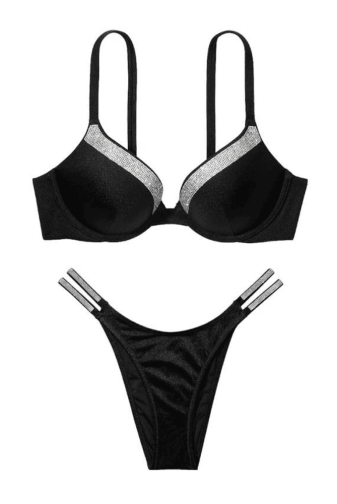 КУПАЛЬНИК ЗІ СТРАЗАМИ ПУШ-АП BLACK NEW Victoria`s Secret