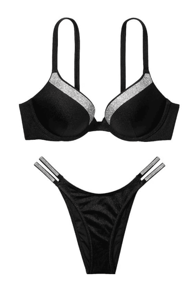 КУПАЛЬНИК ЗІ СТРАЗАМИ ПУШ-АП BLACK NEW Victoria`s Secret