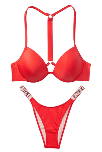 КУПАЛЬНИК ЗІ СТРАЗАМИ ПУШ-АП RED Victoria`s Secret
