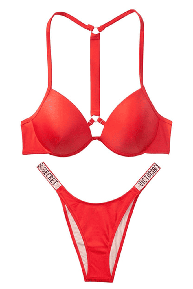 КУПАЛЬНИК ЗІ СТРАЗАМИ ПУШ-АП RED Victoria`s Secret