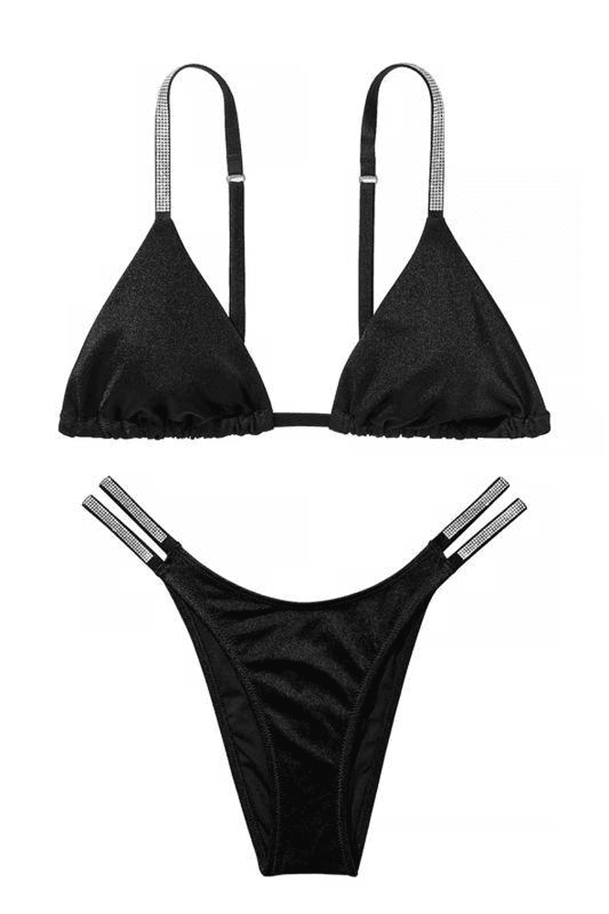 КУПАЛЬНИК ЗІ СТРАЗАМИ ТРИКУТНИКИ BLACK NEW Victoria`s Secret