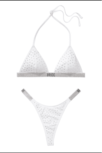 КУПАЛЬНИК ЗІ СТРАЗАМИ ТРИКУТНИКИ WHITE EMBL Victoria`s Secret
