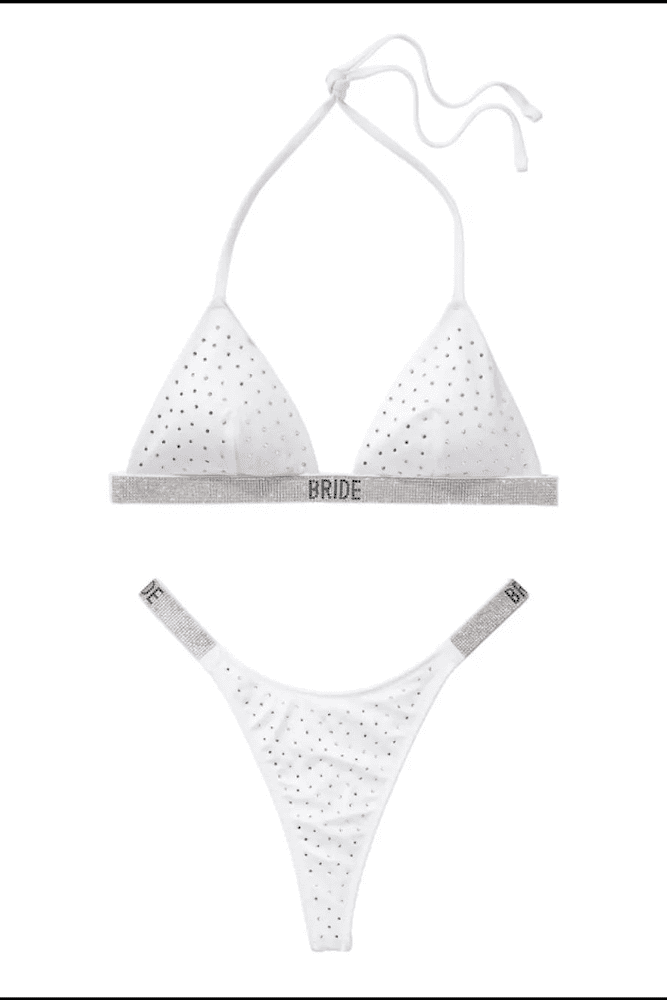 КУПАЛЬНИК ЗІ СТРАЗАМИ ТРИКУТНИКИ WHITE EMBL Victoria`s Secret