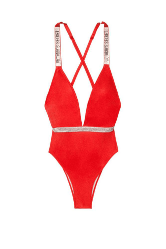 КУПАЛЬНИК СУЦІЛЬНИЙ ЗІ СТРАЗАМИ ГАРТЕР IGNITED RED Victoria`s Secret
