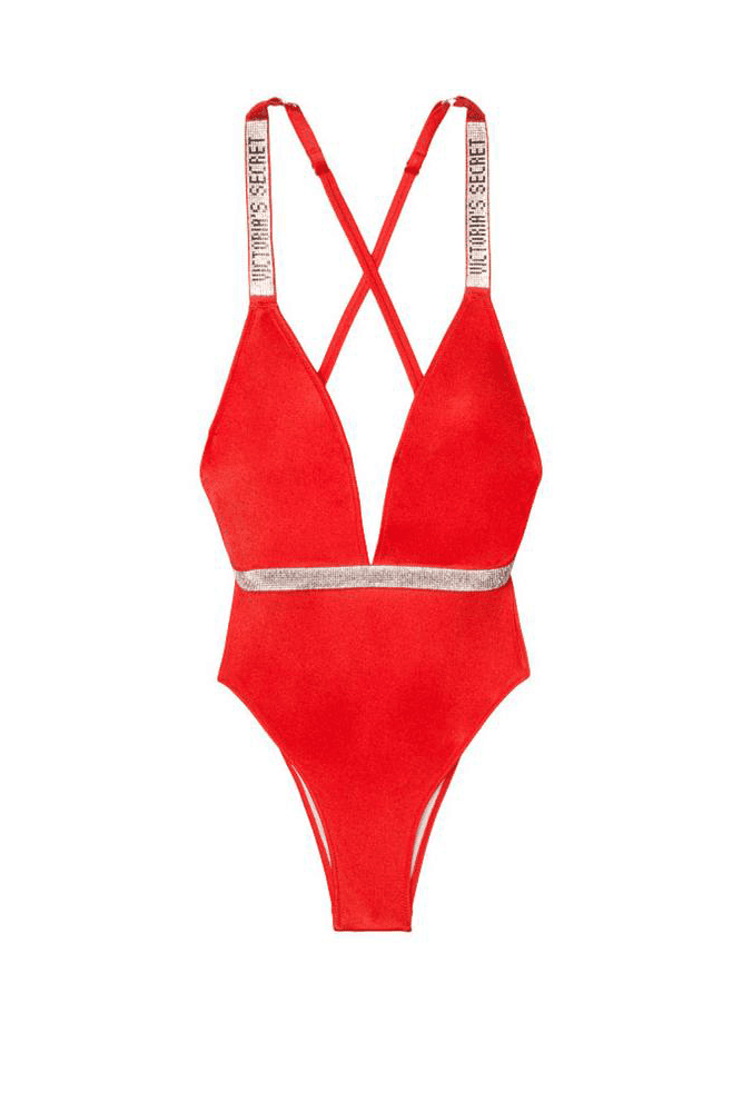КУПАЛЬНИК СУЦІЛЬНИЙ ЗІ СТРАЗАМИ ГАРТЕР IGNITED RED Victoria`s Secret