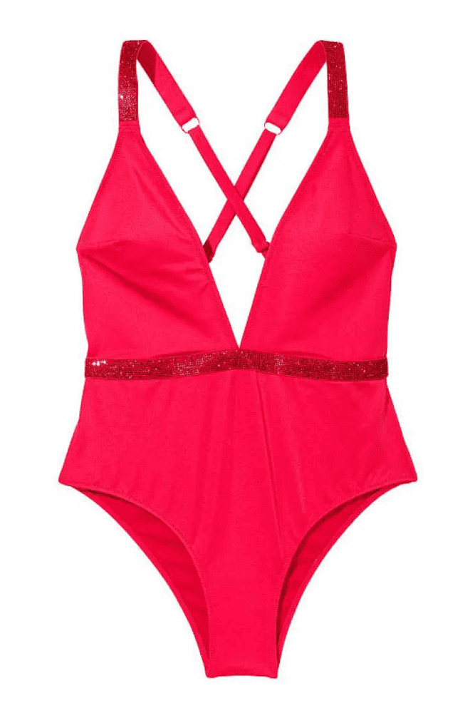 КУПАЛЬНИК СУЦІЛЬНИЙ ЗІ СТРАЗАМИ ГАРТЕР STRAWBERRY Victoria`s Secret