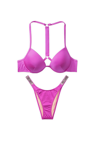 КУПАЛЬНИК ЗІ СТРАЗАМИ ПУШ-АП FUCHSIA BACK BEACH BUNNY