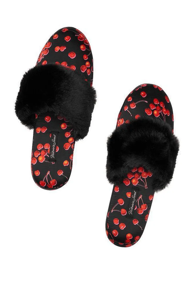 ТАПОЧКИ SATIN BLACK/CHERRY Victoria`s Secret