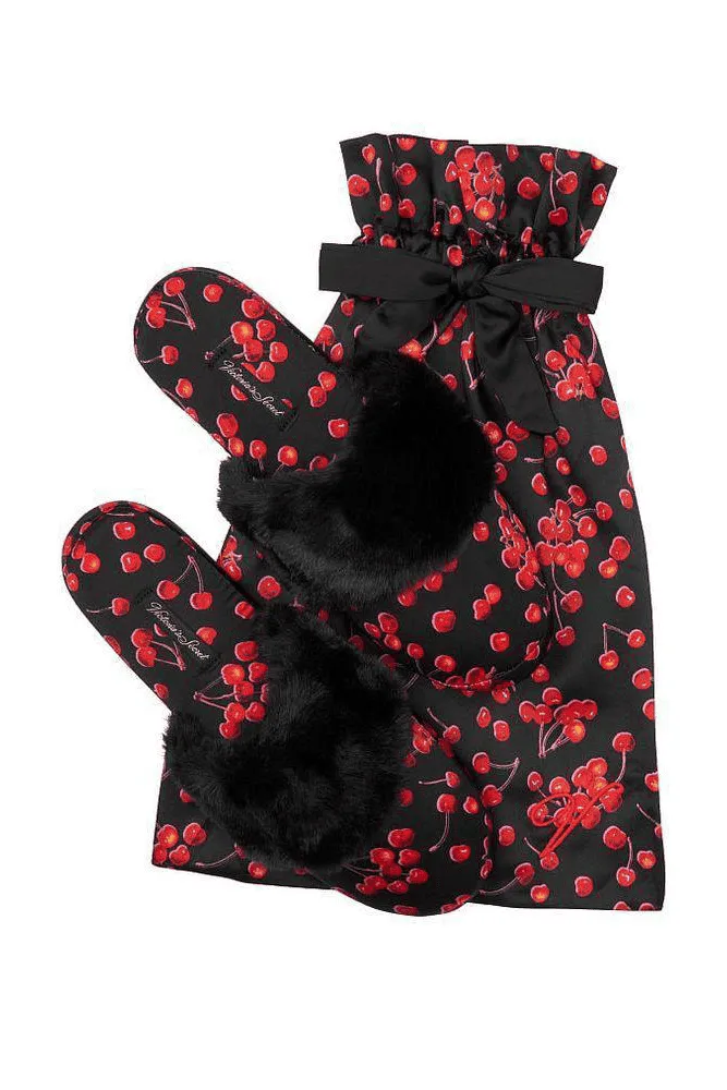 ТАПОЧКИ SATIN BLACK/CHERRY Victoria`s Secret