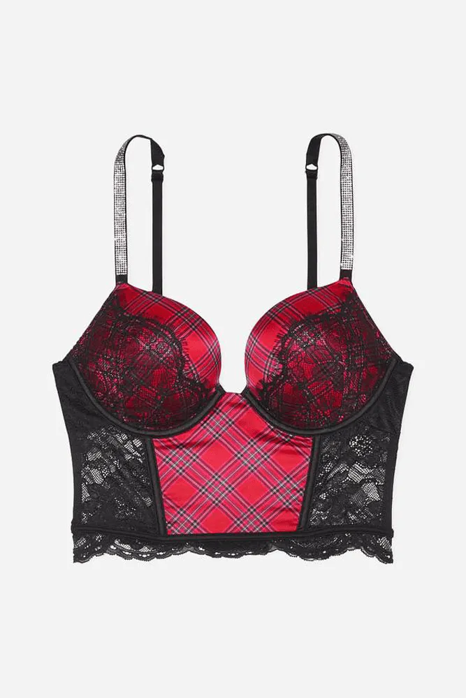 КОРСЕТ ЗІ СТРАЗАМИ ПОДВІЙНИЙ ПУШ-АП RED PLAID Victoria`s Secret