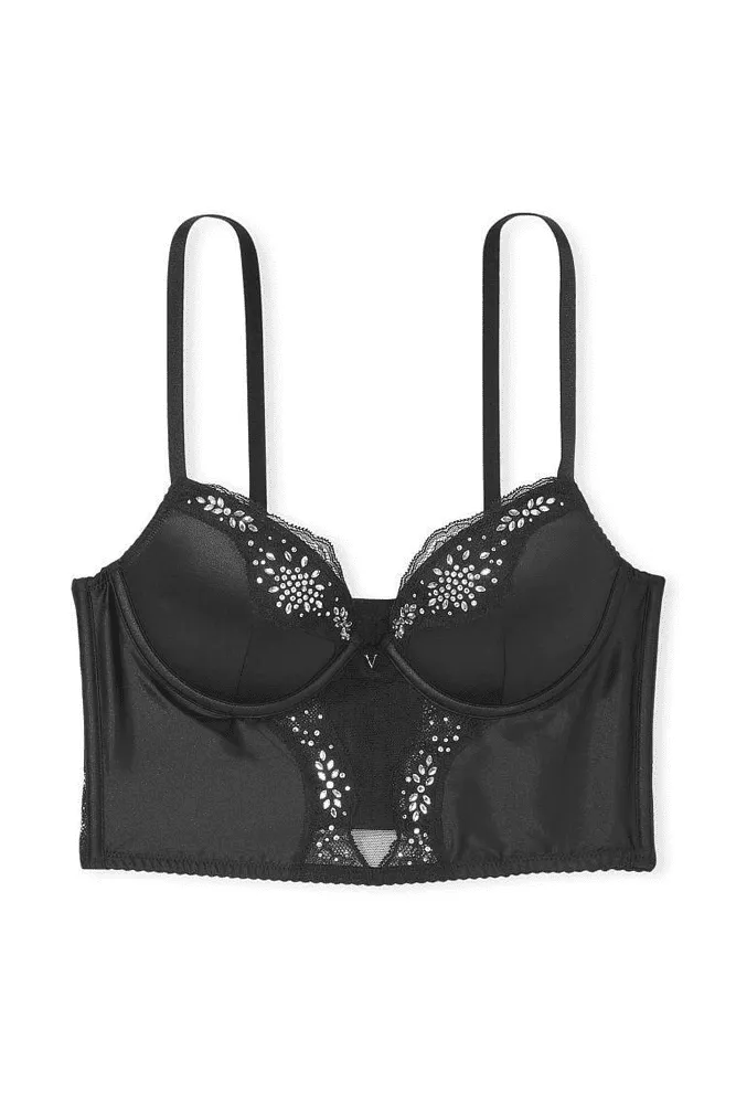 КОРСЕТ ЗІ СТРАЗАМИ ПУШ-АП BLACK EMBL Victoria`s Secret
