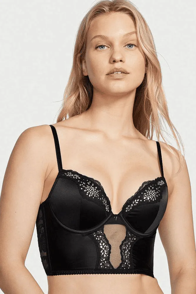КОРСЕТ ЗІ СТРАЗАМИ ПУШ-АП BLACK EMBL Victoria`s Secret