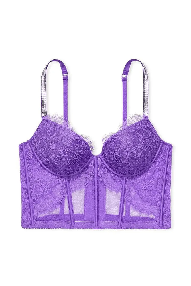 КОРСЕТ ЗІ СТРАЗАМИ ПУШ-АП LIGHT VIOLET LACE Victoria`s Secret