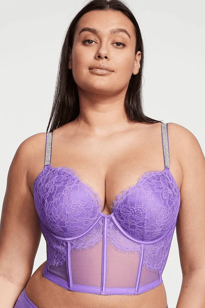 КОРСЕТ ЗІ СТРАЗАМИ ПУШ-АП LIGHT VIOLET LACE Victoria`s Secret