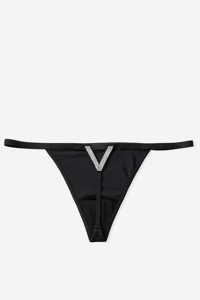 Трусики ЗІ СТРАЗАМИ V-THONG BLACK V Victoria`s Secret