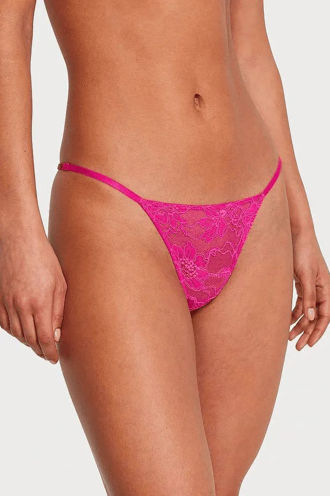Трусики ЗІ СТРАЗАМИ V-THONG HOT PINK BACK Victoria`s Secret