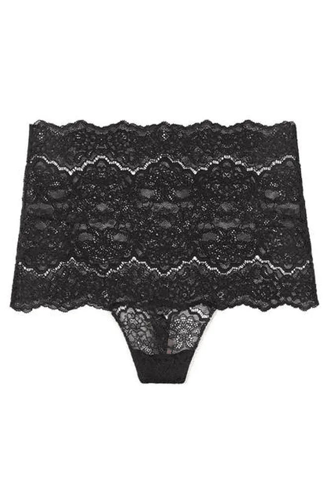 Трусики МЕРЕЖИВНІ ВИСОКА ПОСАДКА BLACK Victoria`s Secret