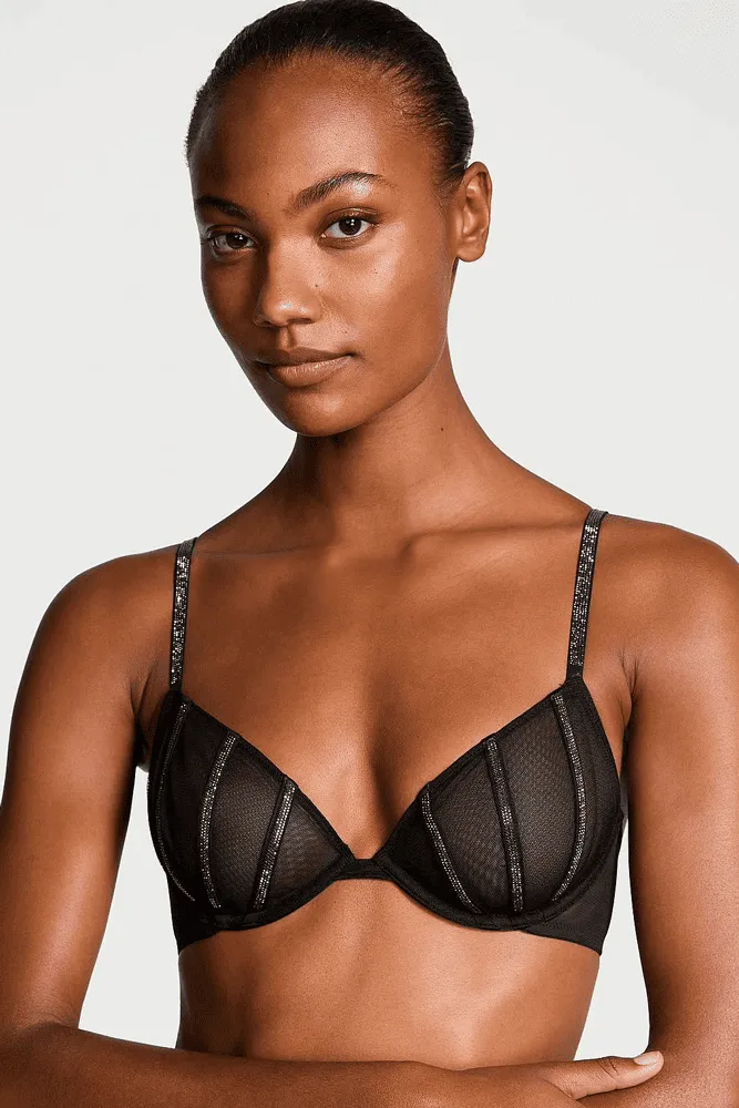 БЮСТГАЛЬТЕР ЗІ СТРАЗАМИ БЕЗ ПУШ-АП DARK BLACK LINES Victoria`s Secret