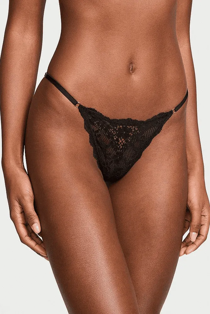 Трусики V-THONG BLACK ANGELS LACE Victoria`s Secret