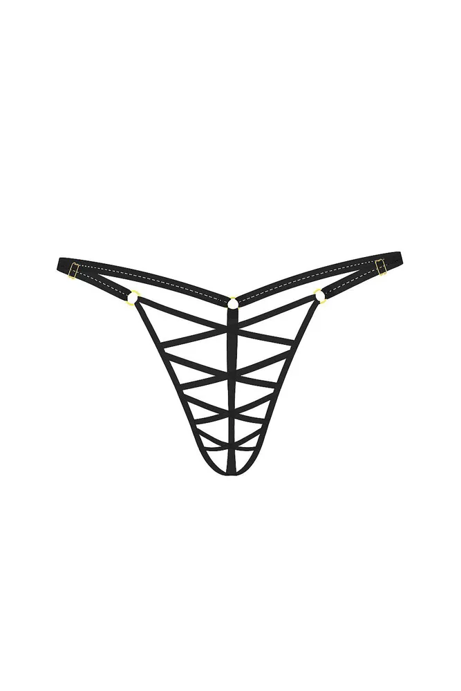 Трусики V-THONG BLACK STRAPY MESH Victoria`s Secret