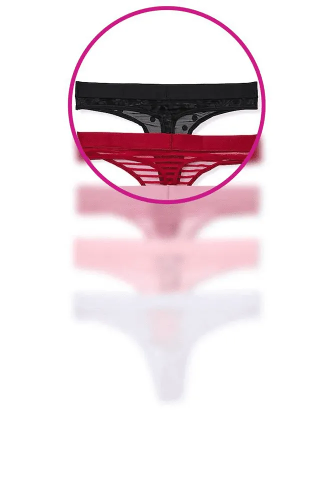 Трусики З РЕЗИНКОЮ СТРІНГИ BLACK  DOT MESH Victoria`s Secret