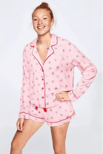 ПІЖАМА БАВОВНА ДОВГА PINK HEARTS TOP Victoria`s Secret