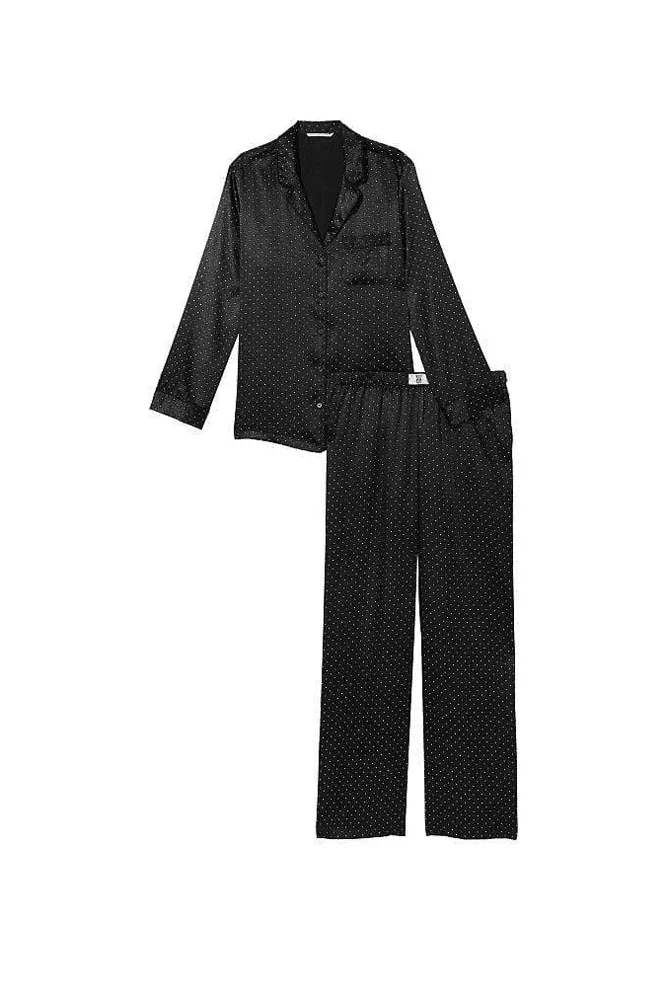 ПІЖАМА САТИН ДОВГА BLACK EMBL Victoria`s Secret