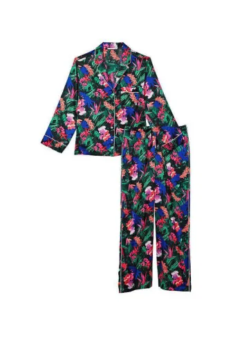 ПІЖАМА САТИН ДОВГА BLACK FLOWER Victoria`s Secret