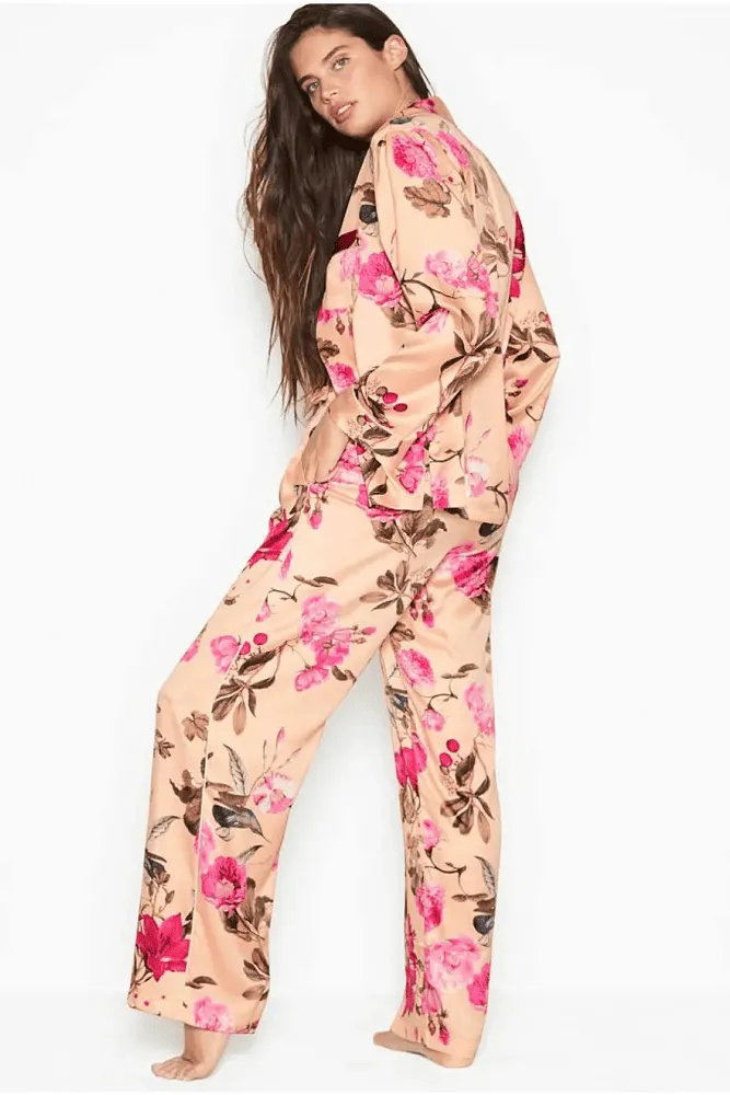 ПІЖАМА САТИН ДОВГА PEACH FLOWERS Victoria`s Secret