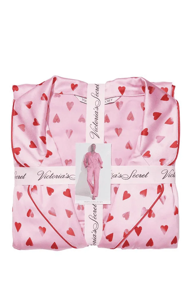 ПІЖАМА САТИН ДОВГА PINK RED HEARTS Victoria`s Secret