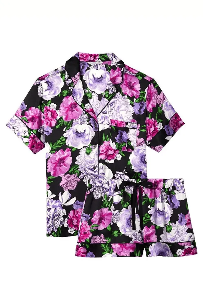 ПІЖАМА САТИН КОРОТКА BLACK FLORAL Victoria`s Secret