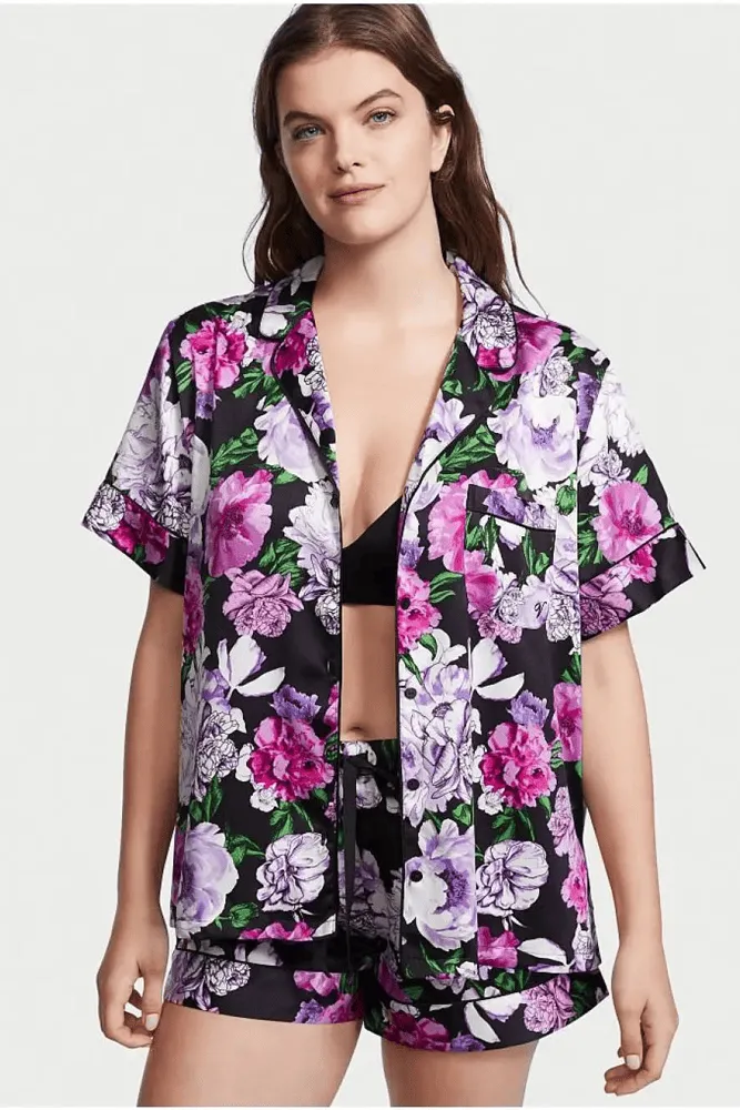 ПІЖАМА САТИН КОРОТКА BLACK FLORAL Victoria`s Secret
