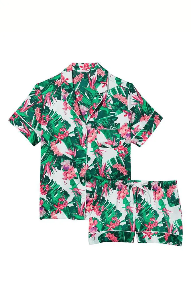 ПІЖАМА САТИН КОРОТКА GREEN FLOWERS Victoria`s Secret