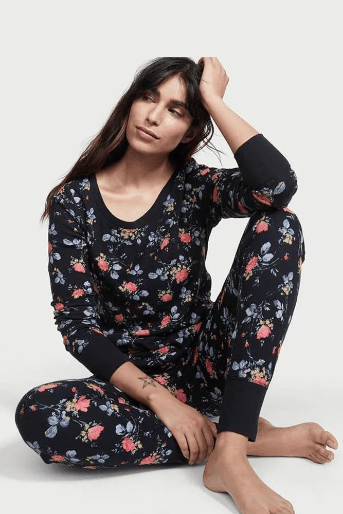 ПІЖАМА ТЕРМО ДОВГА BLACK/FLOWERS Victoria`s Secret