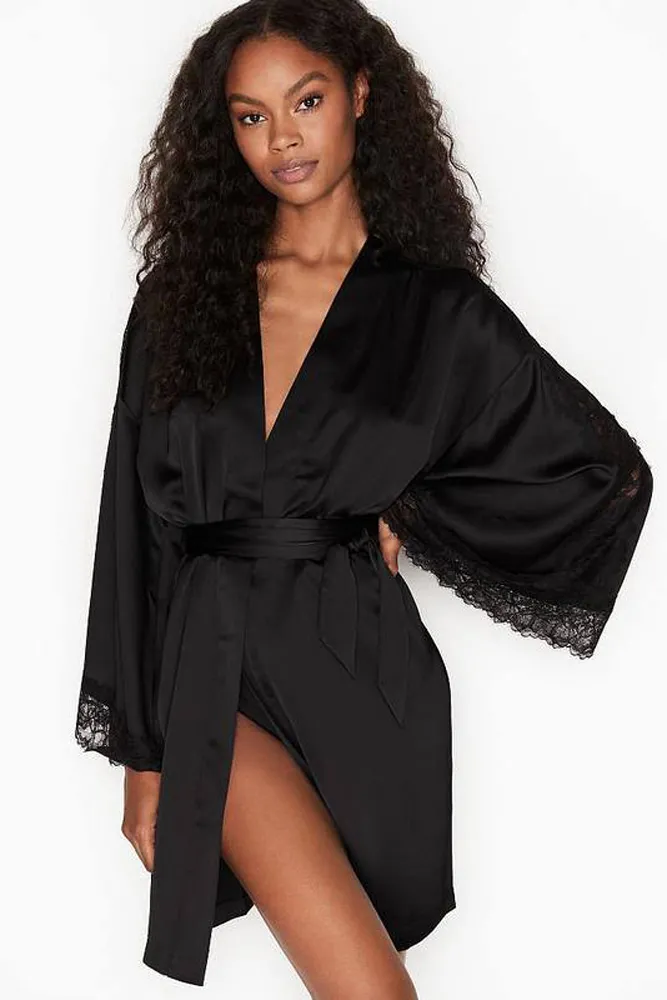 ХАЛАТ САТИНОВИЙ BLACK LACE Victoria`s Secret