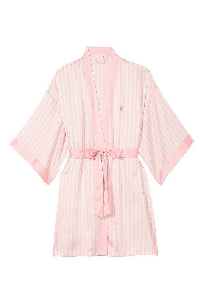 ХАЛАТ САТИНОВИЙ PINK STRIPE LOGO Victoria`s Secret