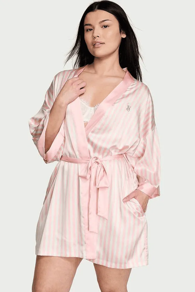 ХАЛАТ САТИНОВИЙ PINK STRIPE LOGO Victoria`s Secret