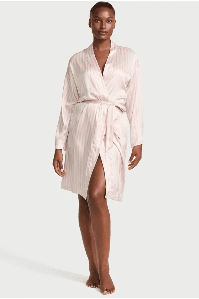 ХАЛАТ САТИНОВИЙ PINK STRIPE LONG Victoria`s Secret