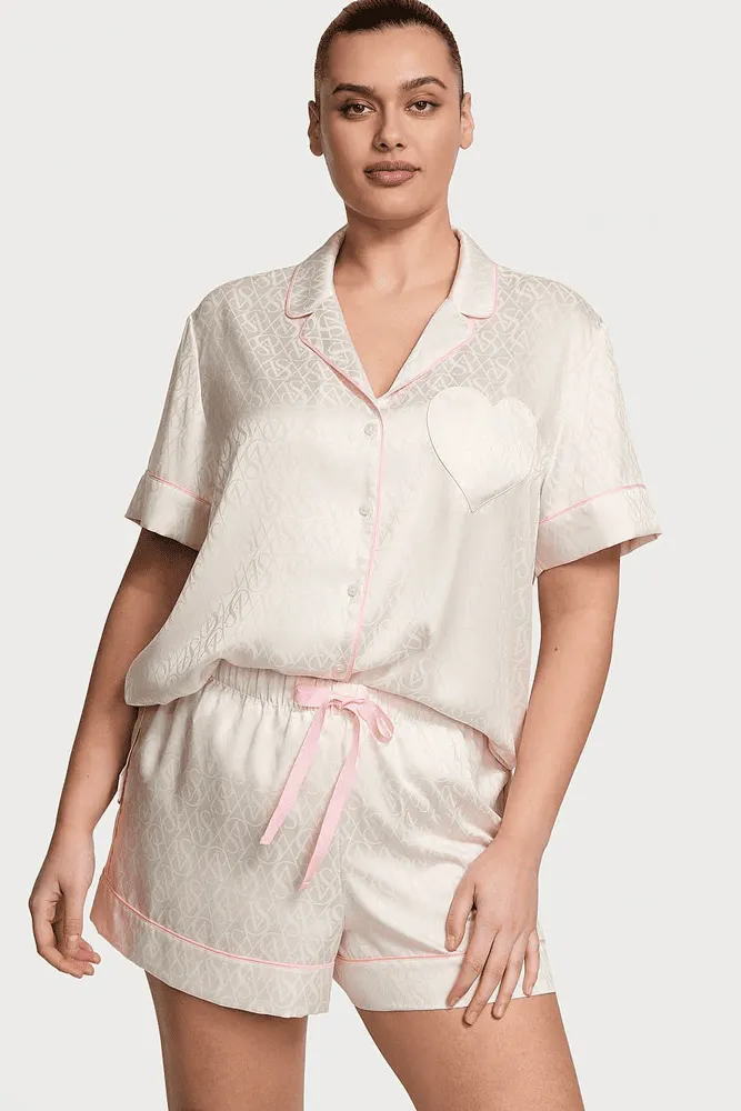 ПІЖАМА САТИН КОРОТКА WHITE VS LOGO Victoria`s Secret