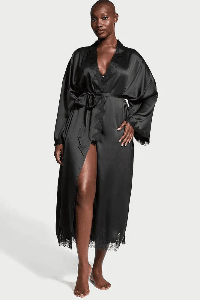 ХАЛАТ САТИНОВИЙ BLACK LACE LONG Victoria`s Secret