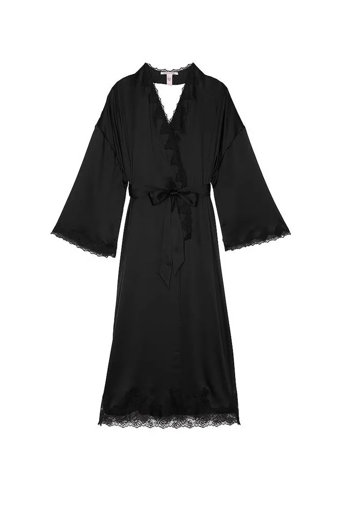 ХАЛАТ САТИНОВИЙ BLACK LACE LONG Victoria`s Secret