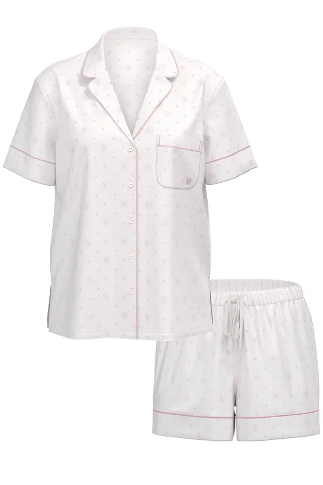 ПІЖАМА САТИН КОРОТКА COCONUT WHITE LOGO DOTS Victoria`s Secret