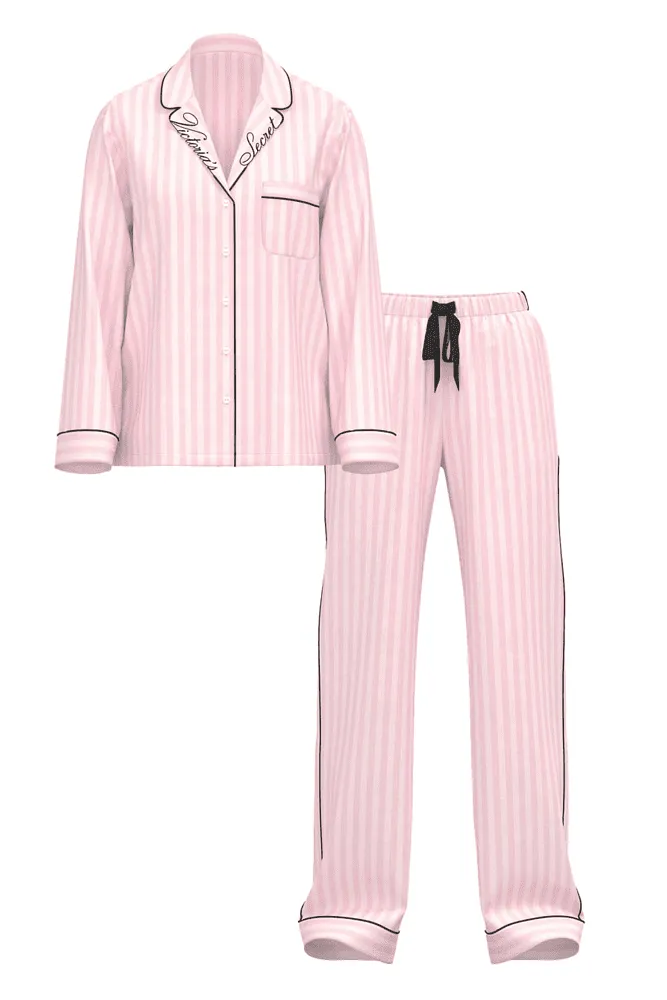ПІЖАМА ФЛАНЕЛЬ ДОВГА PINK STRIPE LOGO Victoria`s Secret
