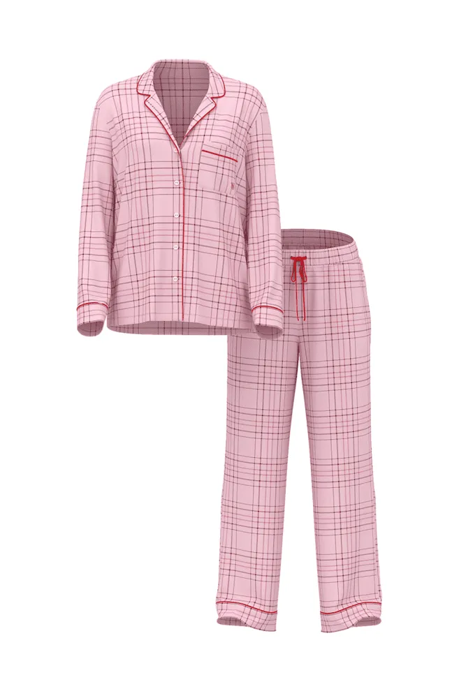 ПІЖАМА ФЛАНЕЛЬ ДОВГА PINK RED PLAID Victoria`s Secret