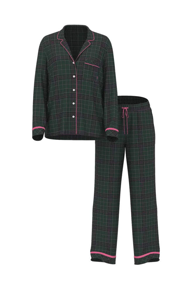 ПІЖАМА ФЛАНЕЛЬ ДОВГА GREEN PLAID PRINT Victoria`s Secret