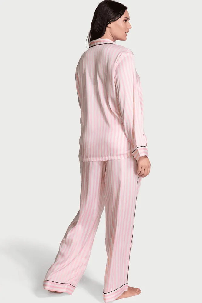 ПІЖАМА САТИН ДОВГА PINK STRIPE COLLAR EMBR Victoria`s Secret