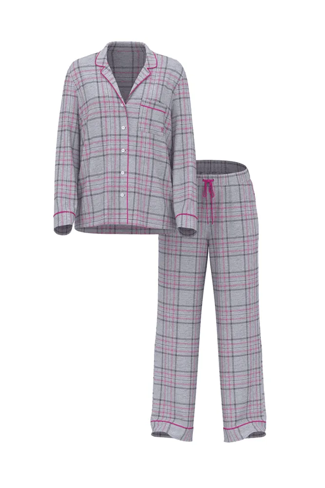 ПІЖАМА ФЛАНЕЛЬ ДОВГА GREY FUCHSIA PLAID Victoria`s Secret