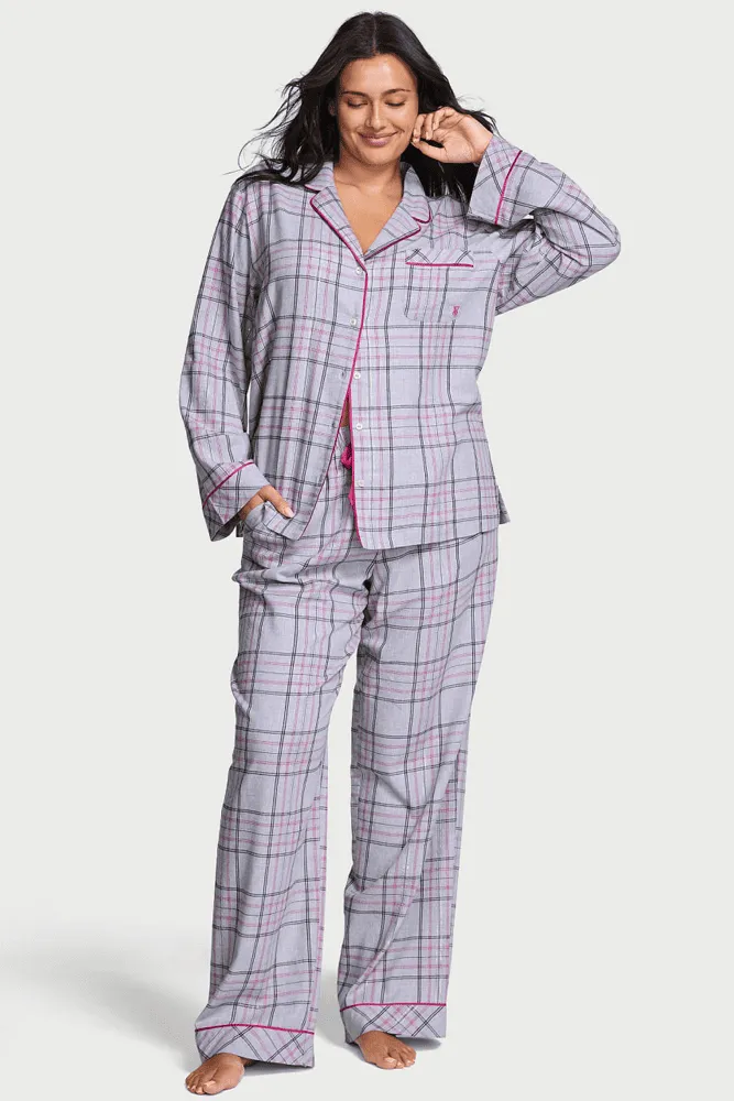 ПІЖАМА ФЛАНЕЛЬ ДОВГА GREY FUCHSIA PLAID Victoria`s Secret