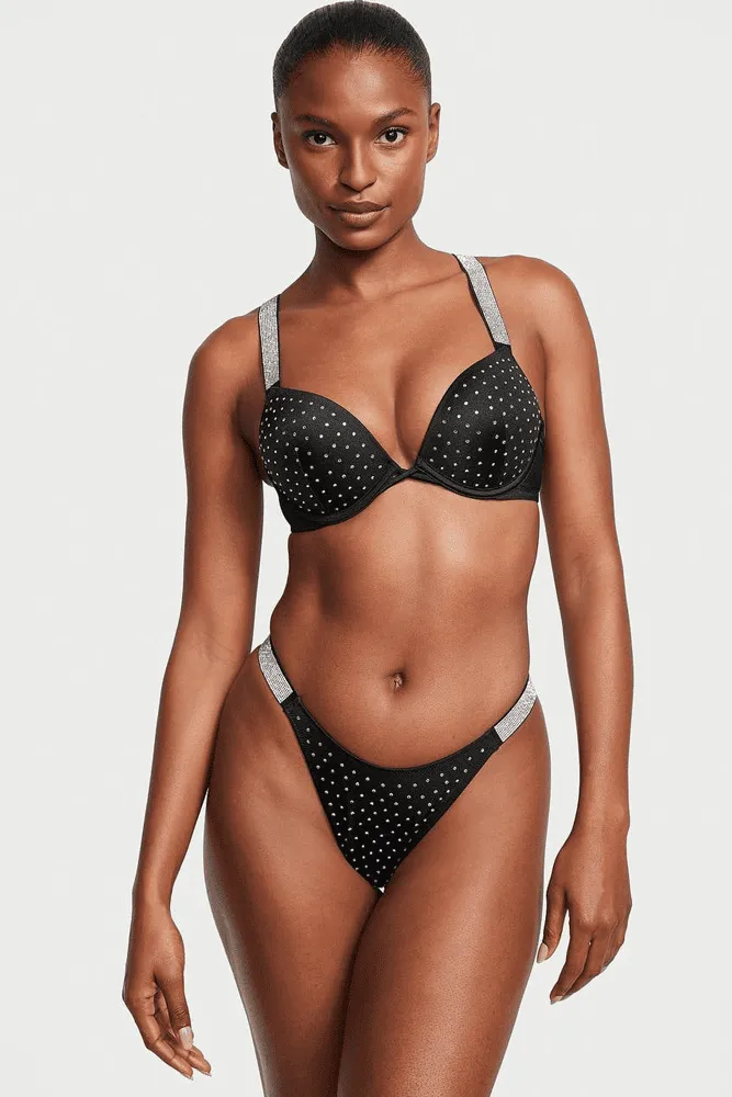 КУПАЛЬНИК ЗІ СТРАЗАМИ ПОДВІЙНИЙ ПУШ-АП BLACK EMBL Victoria`s Secret